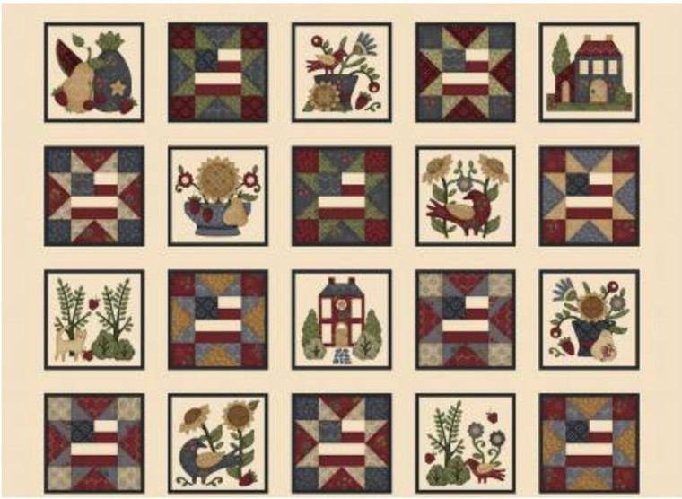 Henry Glass House On Summer Hill Blocks Cream Cotton Fabric By The Yard Henry Glass House On Summer Hill Blocks Cream Cotton Fabric By The Yard