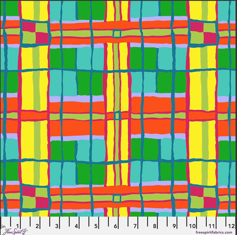 Free Spirit Brandon Mably Checkmate Yellow Cotton Fabric By The Yard