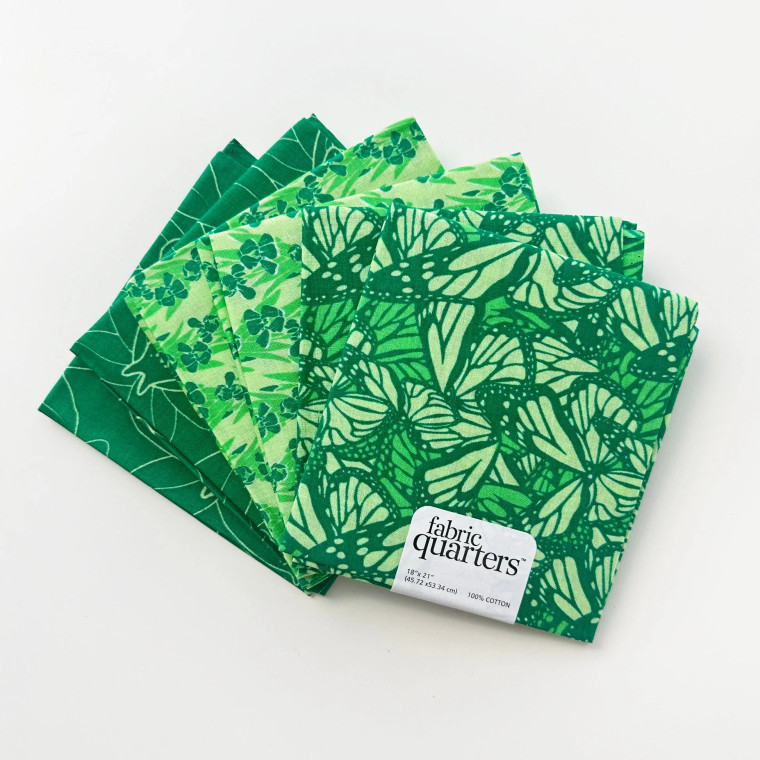 Paintbrush Studios Butterflies Green Cotton Fat Stack Fat Quarters Fabric By Pack