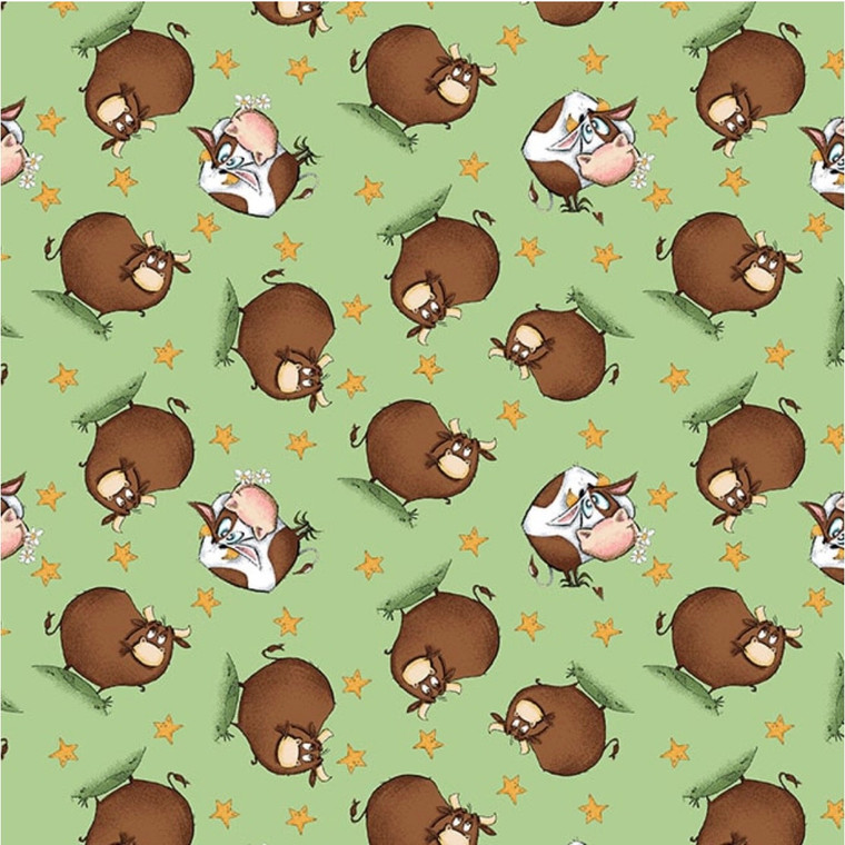 Studio E Farmyard Tails Tossed Cows Green Cotton Fabric By The Yard Studio E Farmyard Tails Tossed Cows Green Cotton Fabric By The Yard