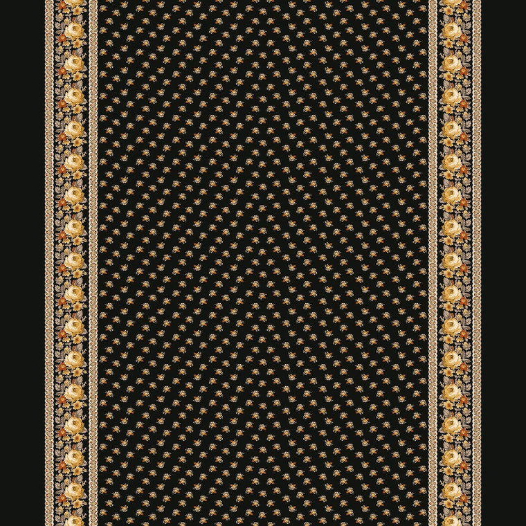 Henry Glass Autumn Spice Border Stripe Black Cotton Fabric By The Yard