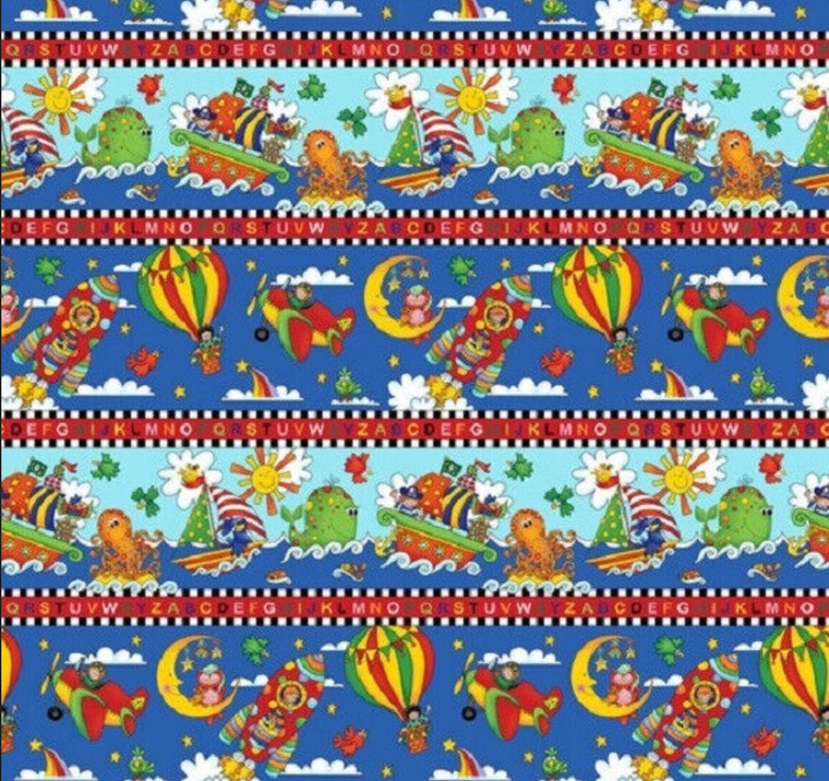 Henry Glass Alpha Babies Character Stripe Multi Cotton Fabric By The Yard Henry Glass Alpha Babies Character Stripe Multi Cotton Fabric By The Yard