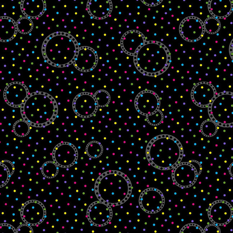 Blank Quilting Flower Power Circles Black Cotton Fabric By The Yard