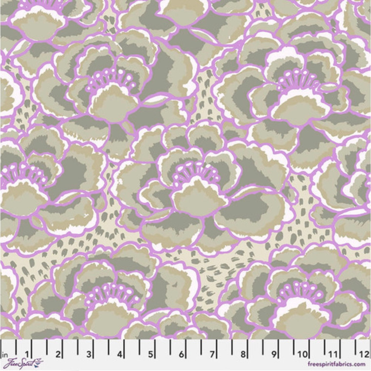 Free Spirit Kaffe Fassett Tonal Floral Beige Cotton Fabric By The Yard