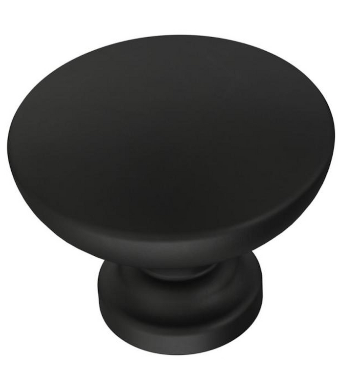 Franklin Brass P29523Z-FBA 1 1/8" Flat Top Round Cabinet Knob Flat Black 5 Pack