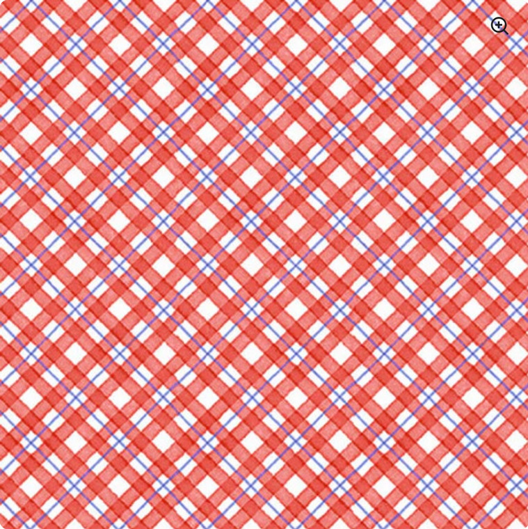 Henry Glass Strawberry Garden Diagonal Plaid Red Cotton Fabric By The Yard