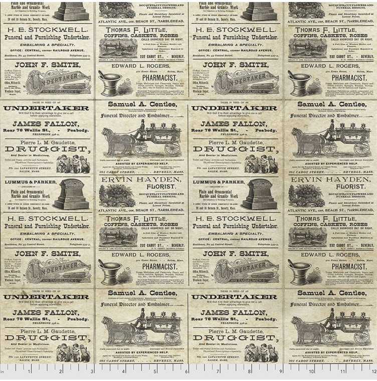 Tim Holtz Regions Beyond Undertaker Neutral Cotton Fabric By The Yard