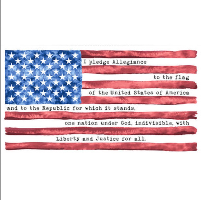 Blank Quilting One Land, One Flag Pledge Flag Blue Cotton Fabric By The Yard