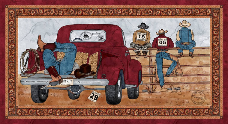 Blank Quilting My Hero Wears Cowboy Boots 23" Panel Brown Cotton Fabric By Panel