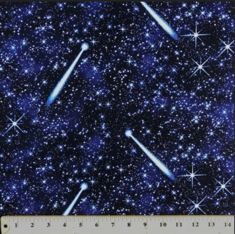 Blank Quilting Natural Treasures II Night Sky Navy Cotton Fabric By The Yard