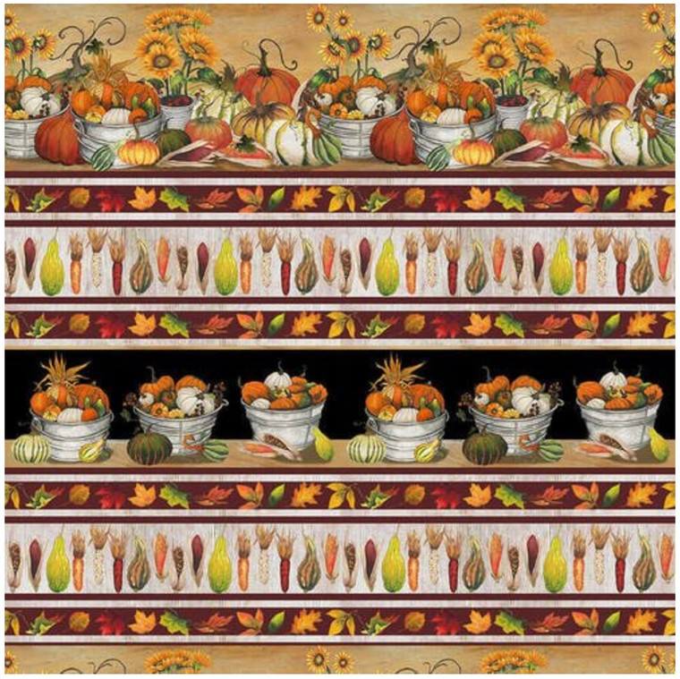 Blank Quilting Fall Delight Harvest Stripe Orange Cotton Fabric By The Yard