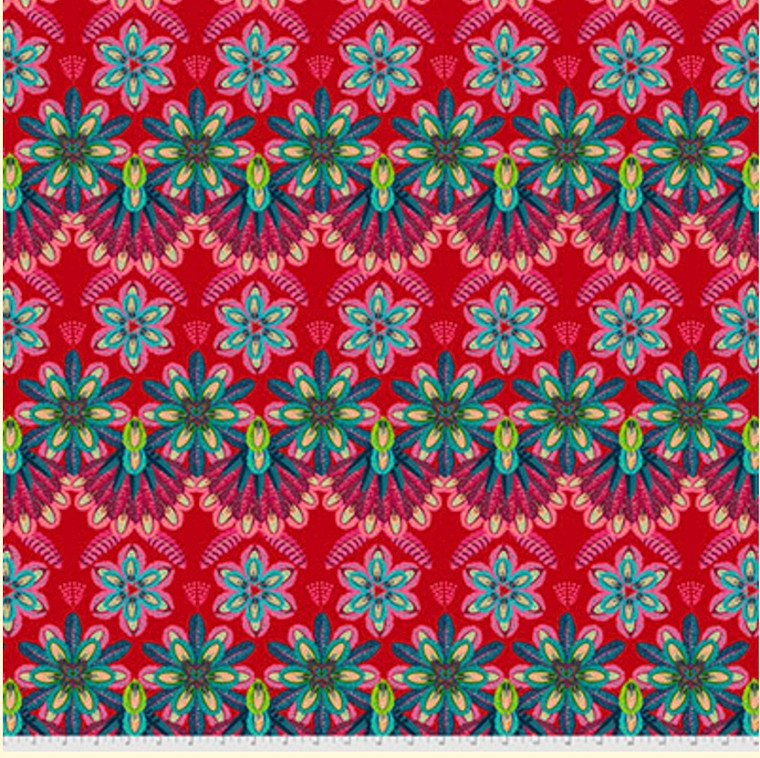 Free Spirit Odile Bailloeul MagiCountry Plumettes Rouge Cotton Fabric by The Yard