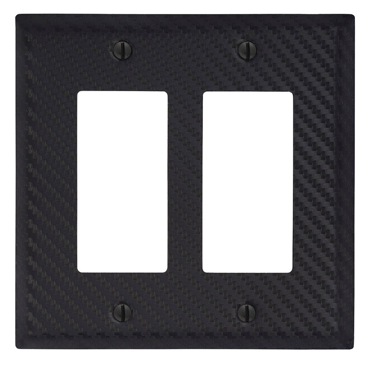 Amerelle Carbon Fiber Double GFCI Decora Wall Plate Cover Black Steel Finish