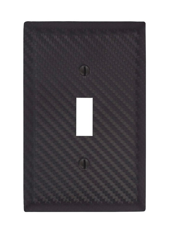 Amerelle Carbon Fiber Single Switch Wall Plate Cover Black Steel Finish