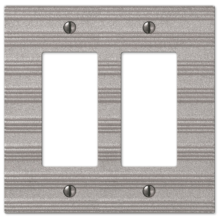 Amerelle Chemal Stripe Double GFCI Decora Wall Plate Cover Frosted Nickel Finish