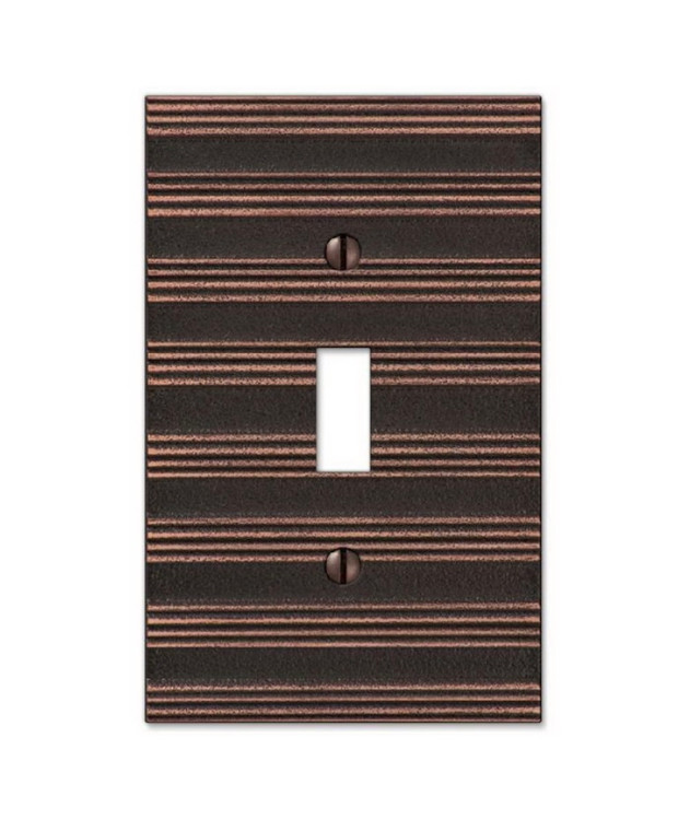 Amerelle Chemal Stripe Single Switch Wall Plate Cover Aged Bronze Finish