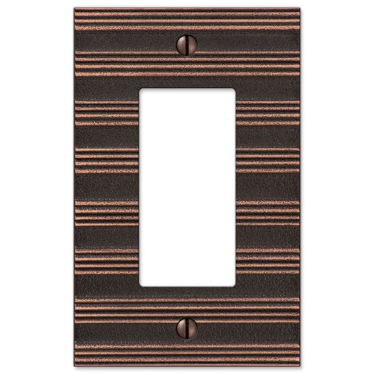 Amerelle Chemal Stripe Single GFCI Decora Wall Plate Cover Aged Bronze Finish