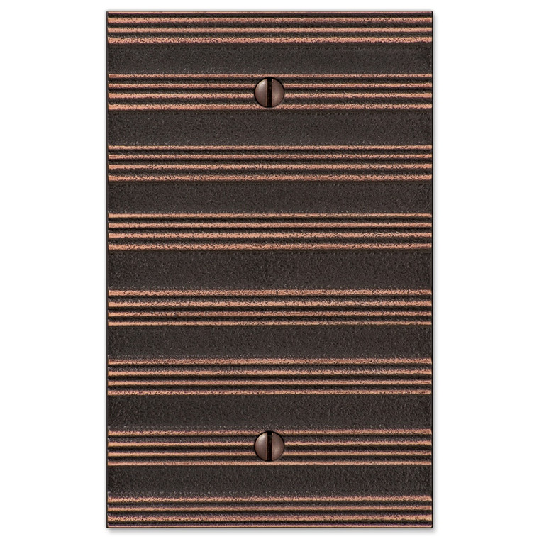 Amerelle Chemal Stripe Single Blank Wall Plate Cover Aged Bronze Finish