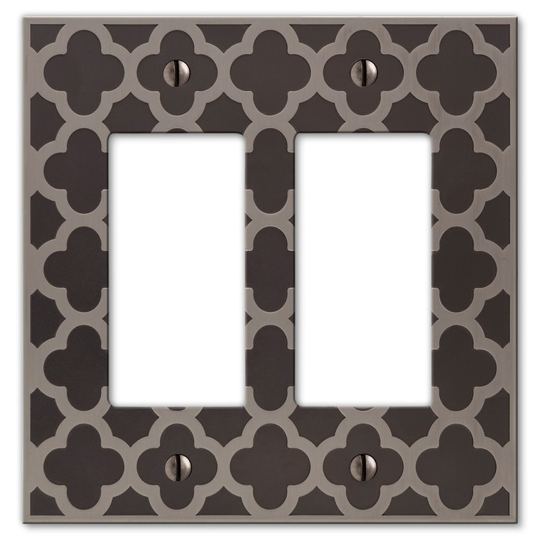 Amerelle Estonia Quatrefoil Double GFCI Decora Wall Plate Cover Nickel Finish