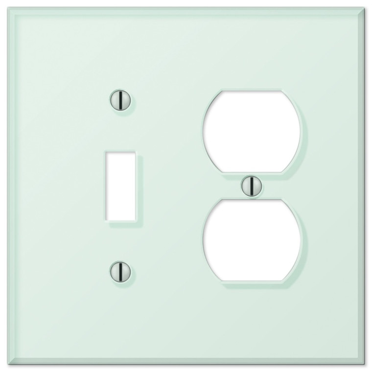 Amerelle Acrylic Glass Tile Switch Duplex Combination Wall Plate Cover Mint White