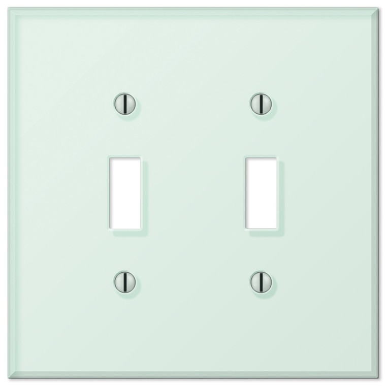 Amerelle Acrylic Glass Tile Double Switch Wall Plate Cover Mint White