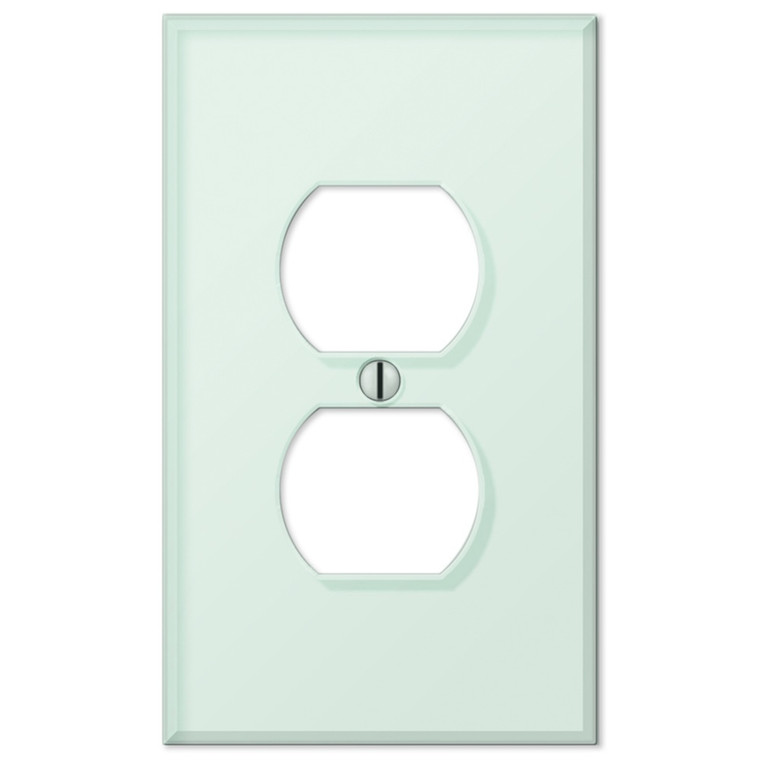 Amerelle Acrylic Glass Tile Single Duplex Outlet Wall Plate Cover Mint White