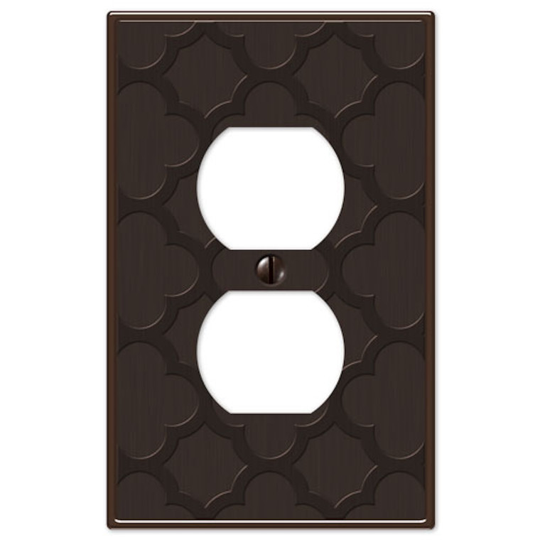 Amerelle Tangier Quatrefoil Single Duplex Outlet Wall Plate Cover Aged Bronze Finish