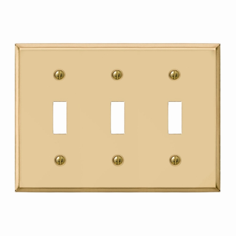 Amerelle Edwardian Triple Switch Wall Plate Cover Polished Brass Finish