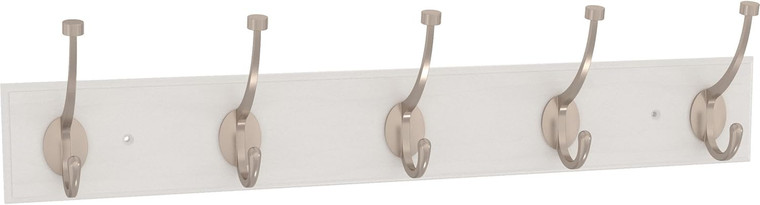 Franklin Brass B46716K-PMN 26.5" White Rail w/ 5 Satin Nickel Pilltop Hooks