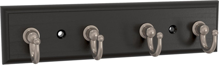 Franklin Brass 7" 4 Hook Key Rail Tidy Black & Nickel Finish 2 Pack