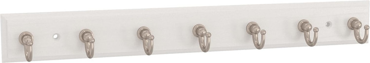 Franklin Brass 13.57" 7 Hook Key Rail Tidy Pure White & Nickel Finish