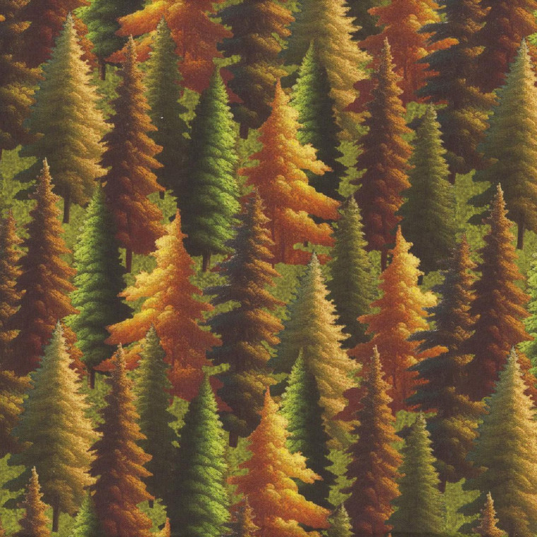 Blank Quilting Wilderness Song Forest Trees Green Cotton Fabric By The Yard