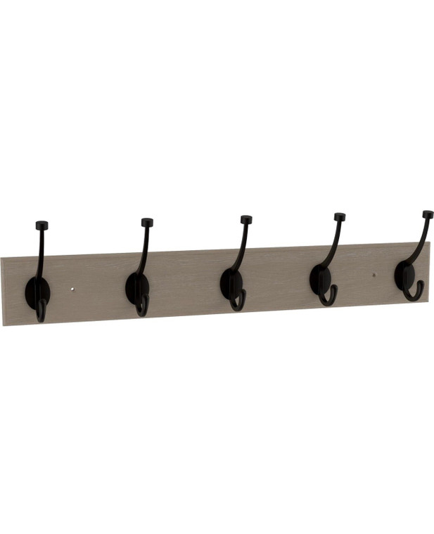 Franklin Brass B46716K-480 26.5" White OakRail w/ 5 Matte Black Pilltop Hooks