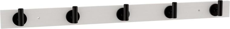 Franklin Brass 27" 5 Hook Coat/Hat Rail Pure White w/ Matte Black Post Hooks