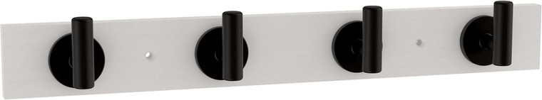 Franklin Brass 16" 4 Hook Coat/Hat Rail Pure White w/ Matte Black Post Hooks