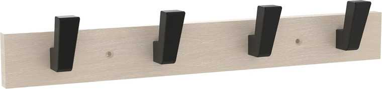 Franklin Brass B46762K-480 16" 4 Geometric Post Hook Coat/Hat Rail White Oak & Black