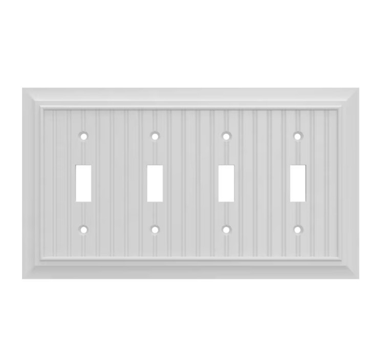 Allen + Roth Architect Beadboard Pure White Quad Switch Wall Plate Cover