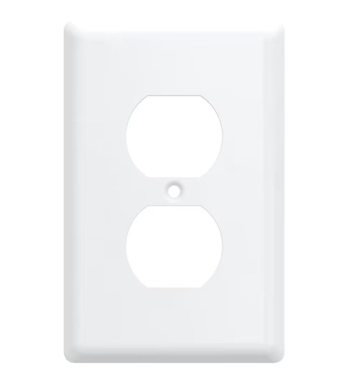 Allen + Roth W45064-PW Pure White Simple Square Single Duplex Wall Plate Cover