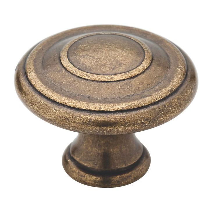 Allen + Roth Oliver 1 3/8" Cabinet Drawer Knob Tumbled Antique Brass
