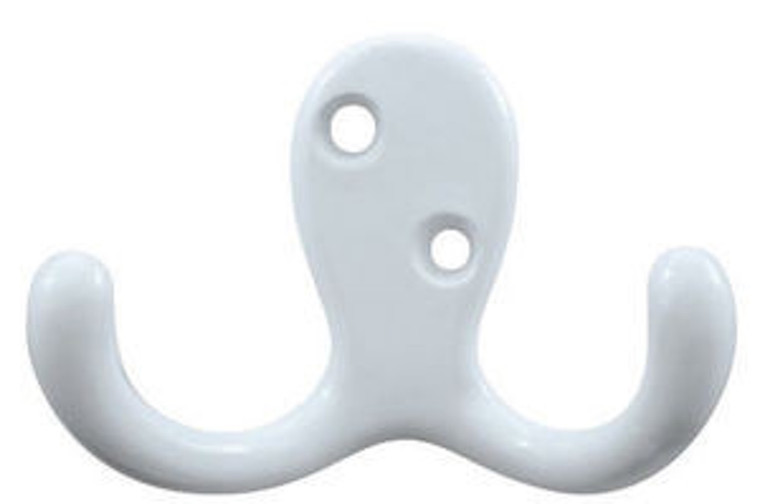 Liberty 139600 Double Prong Hook White Finish Pack of 2