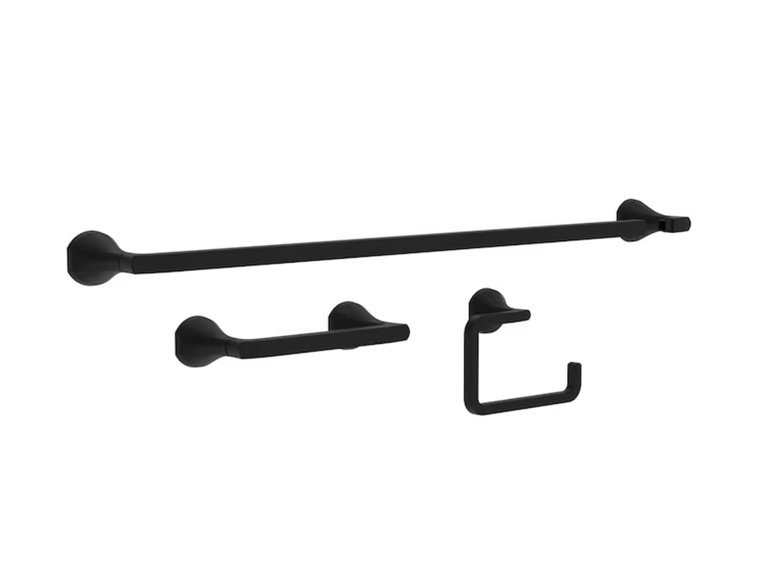 Delta Arcadia 3 Piece Bath Hardware Set Matte Black Finish