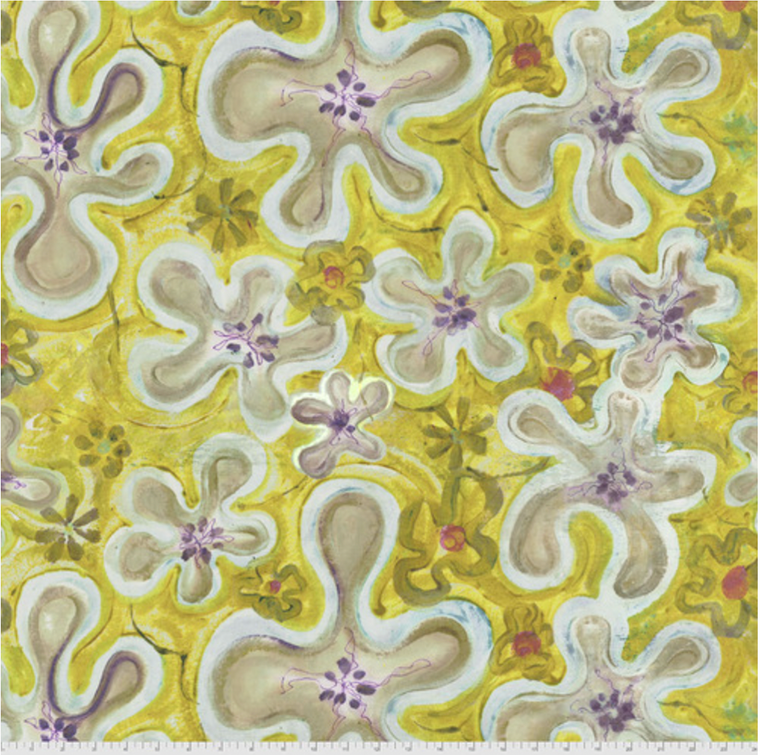 Denise Burkitt Stillness in Nature In The Breeze Citron Fabric By Yard