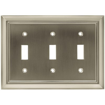 Hampton Bay W10599-SN Satin NIckel Architect Triple Switch Cover Plate