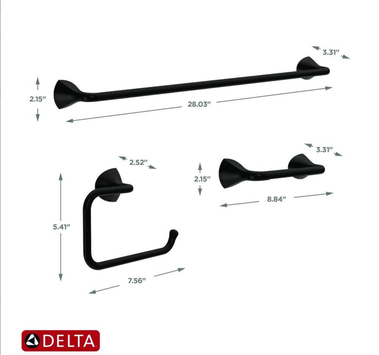Delta LAM63-MB Lampard 3 Piece Bath Hardware Set Matte Black Finish