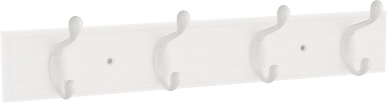 Franklin Brass 16" 4 Hook Coat/Hat Rail White w/ WhiteHooks