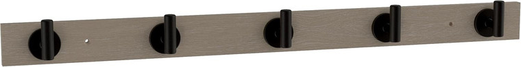 Franklin Brass 27" 5 Hook Coat/Hat Rail White Oak w/ Matte Black Post Hooks