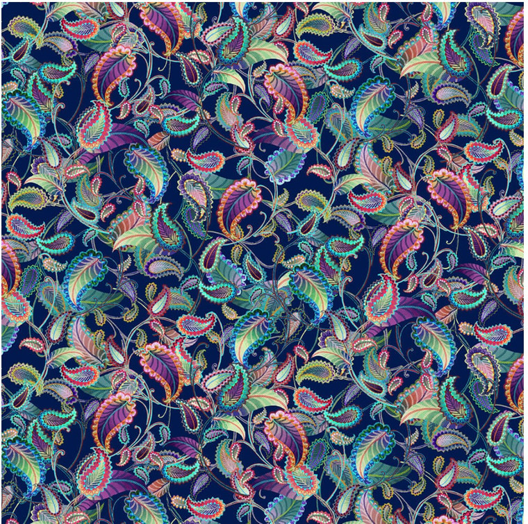 Studio E Blooming Paisley Paisley Allover Sky Cotton Fabric By Yard