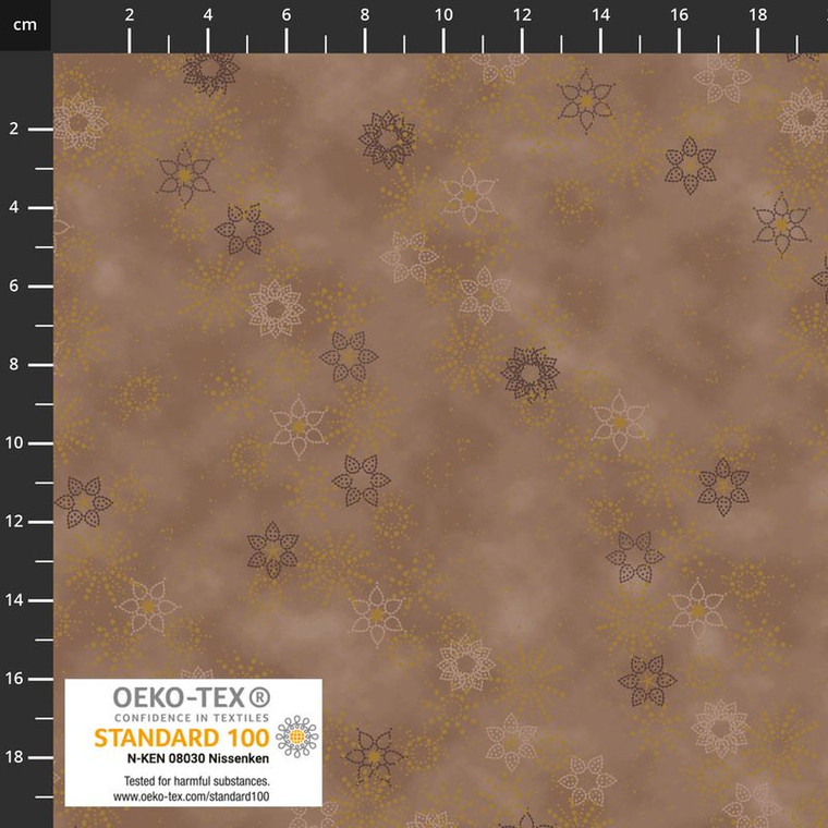Stof European Quilting Frosty Snowflake Taupe Cotton Fabric By The Yard
