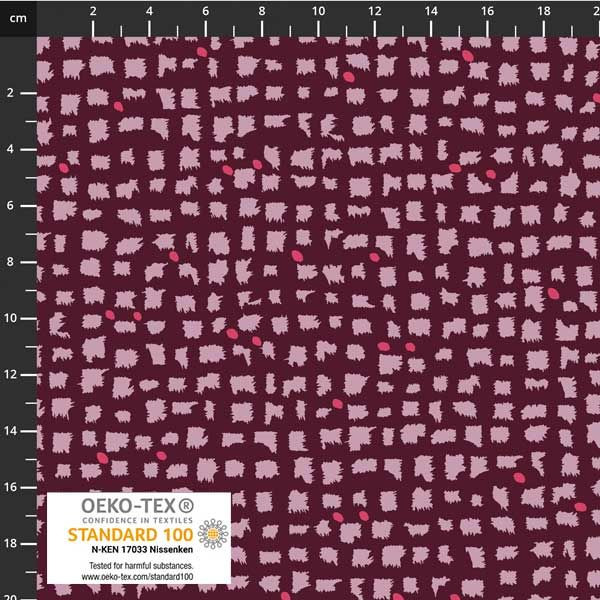 Stof European Quilting Colour Rhythm Checkered Dots Purple Fabric By Yd