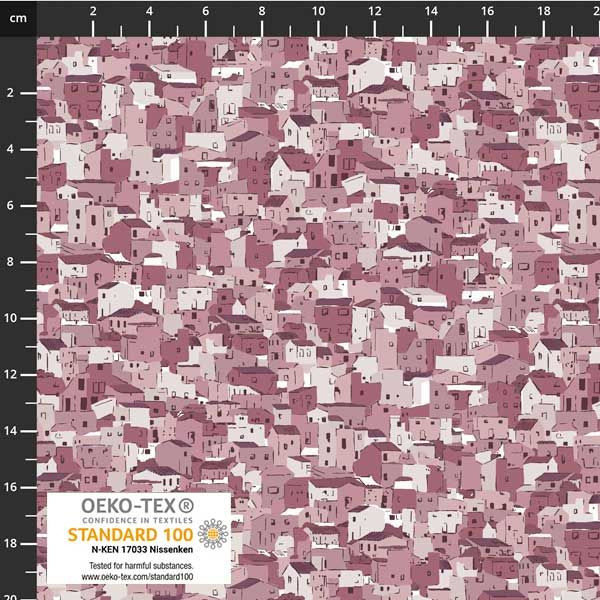 Stof European Quilting Quilters Coordinates Houses Red Cotton Fabric By Yd